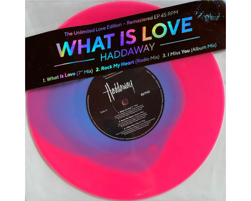 Haddaway – What Is Love  (The Unlimited Love Edition EP) (Fluorescent Blue-in-Pink Vinyl) LP